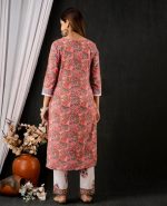 ROBOLOX Women's Cotton Printed Floral Straight Kurta with Pants and Dupatta - Image 9