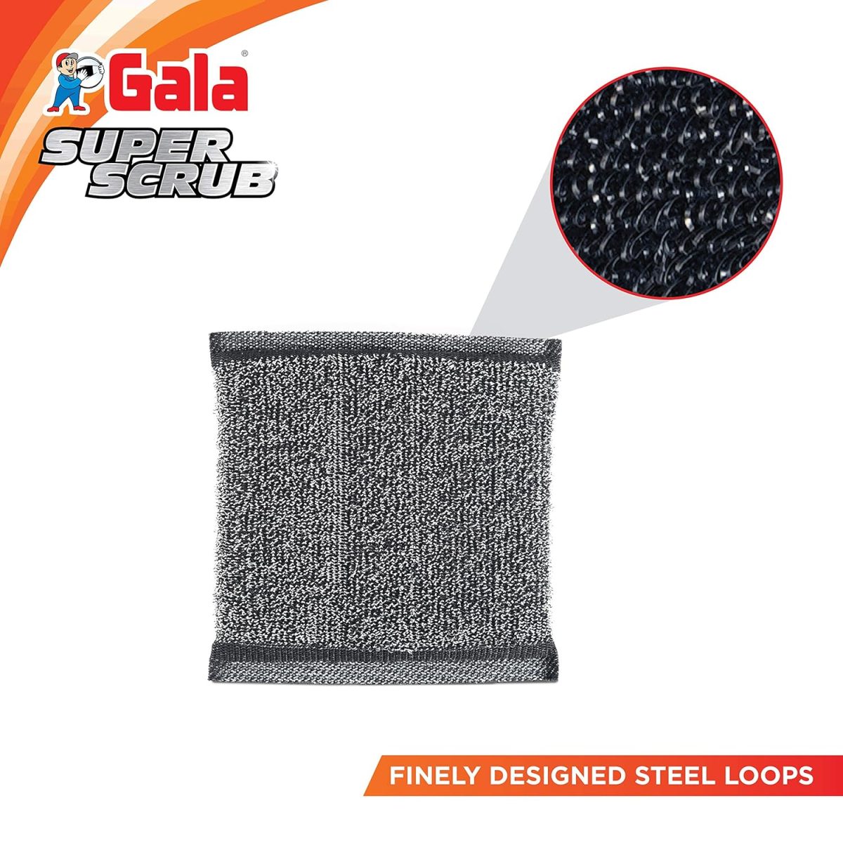 Gala Super Scrub Set – Made of Steel – Black – Pack of 6 - Image 2