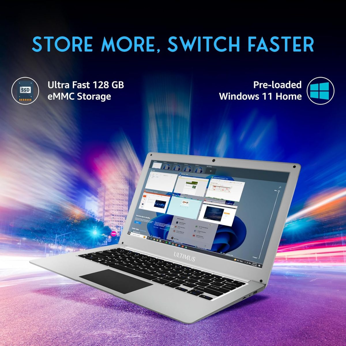 FUTOPIA ULTIMUS PRO Intel Dual Core ~2.8GHz (4 GB/128 GB EMMC Storage/Windows 11 Home) NU14U6INC43BN-CS Thin and Light Laptop (14 Inch, Cloud Silver, 1.2 kg) - Image 3