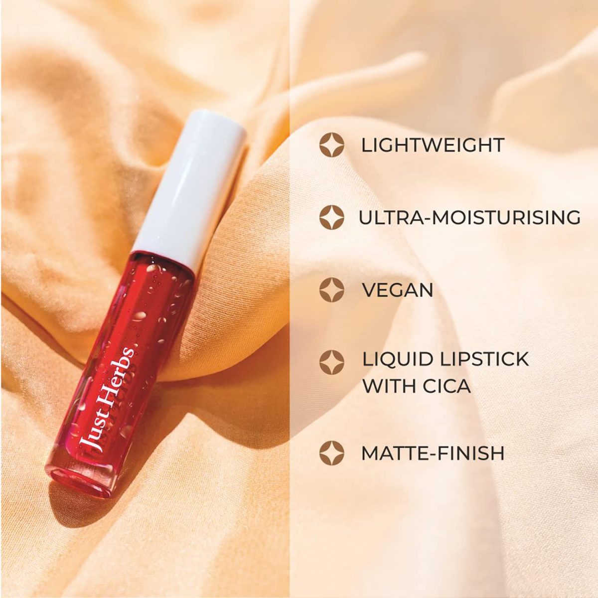 Just Herbs Ayurvedic Creamy Matte Long Lasting Liquid Lipstick, Lightweight & Hydrating Lip Colour with Liquorice & Sweet Almond Oil - Plum Rose - Image 5