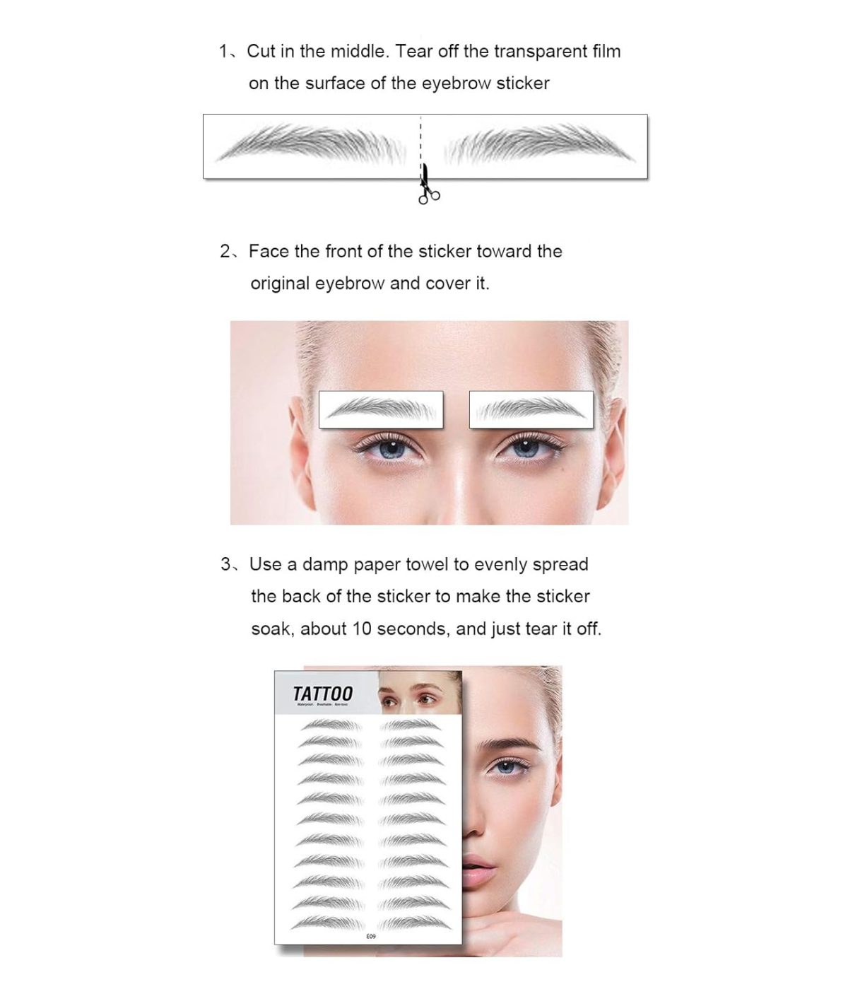 S.A.V.I 8 Pairs 6D Natural Look Eyebrow Styling Long Lasting Up to 7 Days Waterproof Temporary Tattoo Stickers - 1 Sheet (142) - Image 5