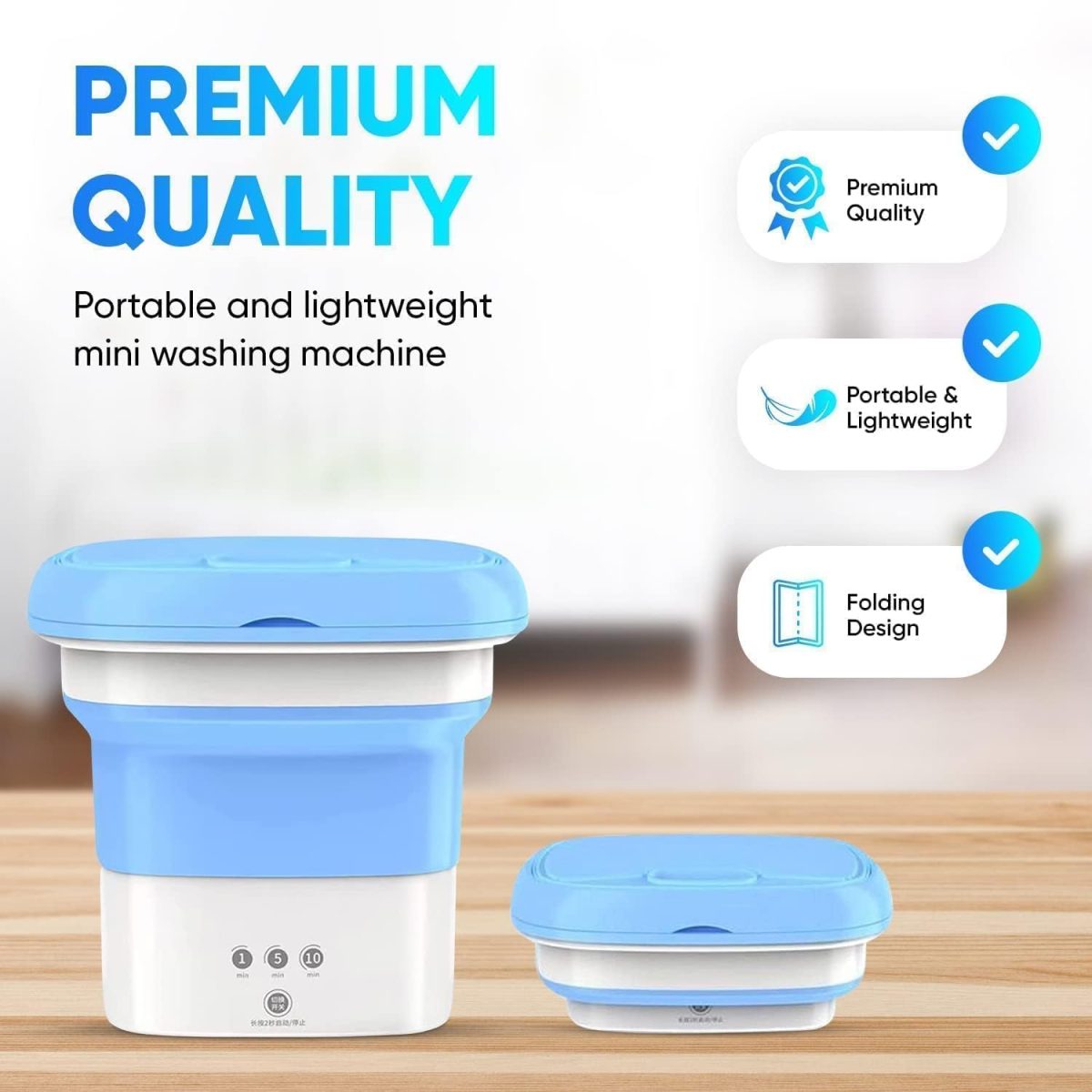 0.8Kg Portable Mini Washing Machine, Foldable Washing Machine Top Load Fully Automatic with 3 Modes Spinner and Dryer, Semi Automatic Bucket Washer for Travel, Home, Baby Clothes (Multicolor) - Image 3