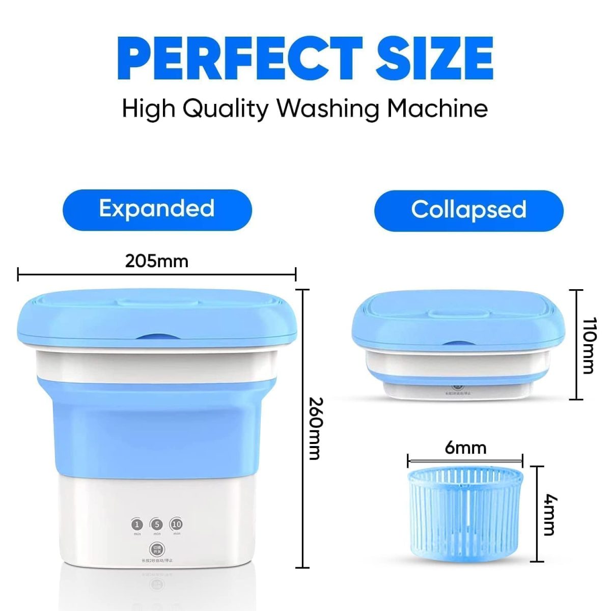 0.8Kg Portable Mini Washing Machine, Foldable Washing Machine Top Load Fully Automatic with 3 Modes Spinner and Dryer, Semi Automatic Bucket Washer for Travel, Home, Baby Clothes (Multicolor) - Image 2