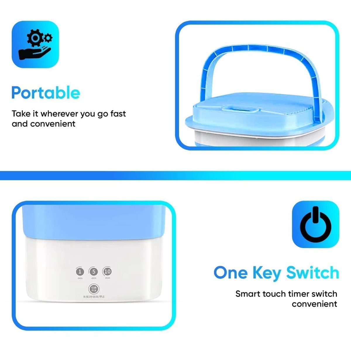 0.8Kg Portable Mini Washing Machine, Foldable Washing Machine Top Load Fully Automatic with 3 Modes Spinner and Dryer, Semi Automatic Bucket Washer for Travel, Home, Baby Clothes (Multicolor) - Image 5