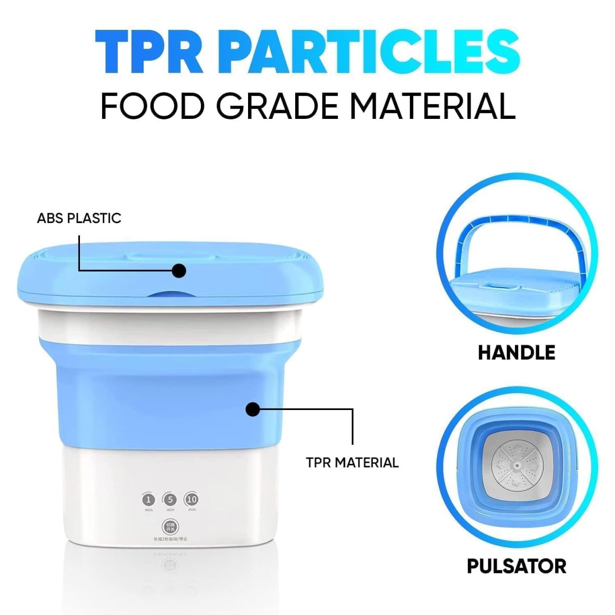 0.8Kg Portable Mini Washing Machine, Foldable Washing Machine Top Load Fully Automatic with 3 Modes Spinner and Dryer, Semi Automatic Bucket Washer for Travel, Home, Baby Clothes (Multicolor) - Image 4