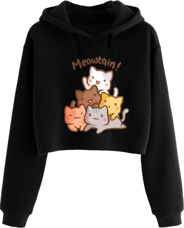 BELTLY Cute Crop Hoodie cat Women Sweatshirt Causal Stylish Latest Black Pink Lavender White Girl 499 599 Under