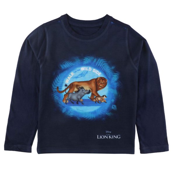 Lion King by Wear Your Mind Boy's Plain Regular fit Long Sleeve Top (DLKF0017.3_Navy Blue 5-6Y)