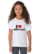 Printmate I Love Mom and Dad White Graphic Printed Cotton Round Neck Kids Unisex Girls & Boys Half Sleeve T-Shirt - Image 2