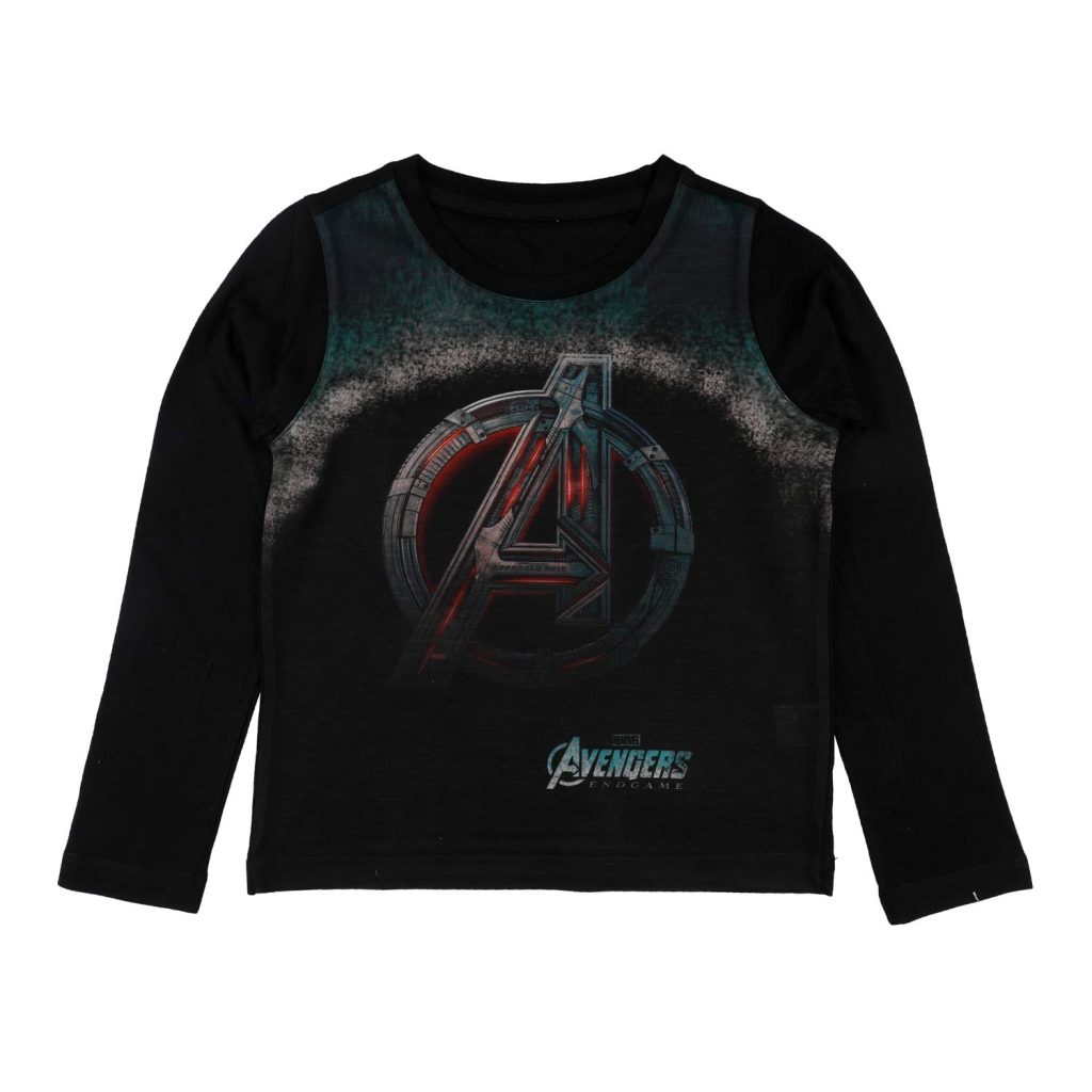 Marvel Avengers by Wear Your Mind Boy's Plain Regular Fit Long Sleeve Top (DMAF0098.2_Black1 8-9Y)