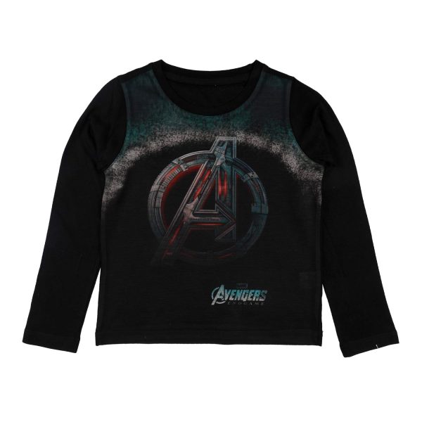 Marvel Avengers by Wear Your Mind Boy's Plain Regular Fit Long Sleeve Top (DMAF0098.2_Black1 8-9Y)