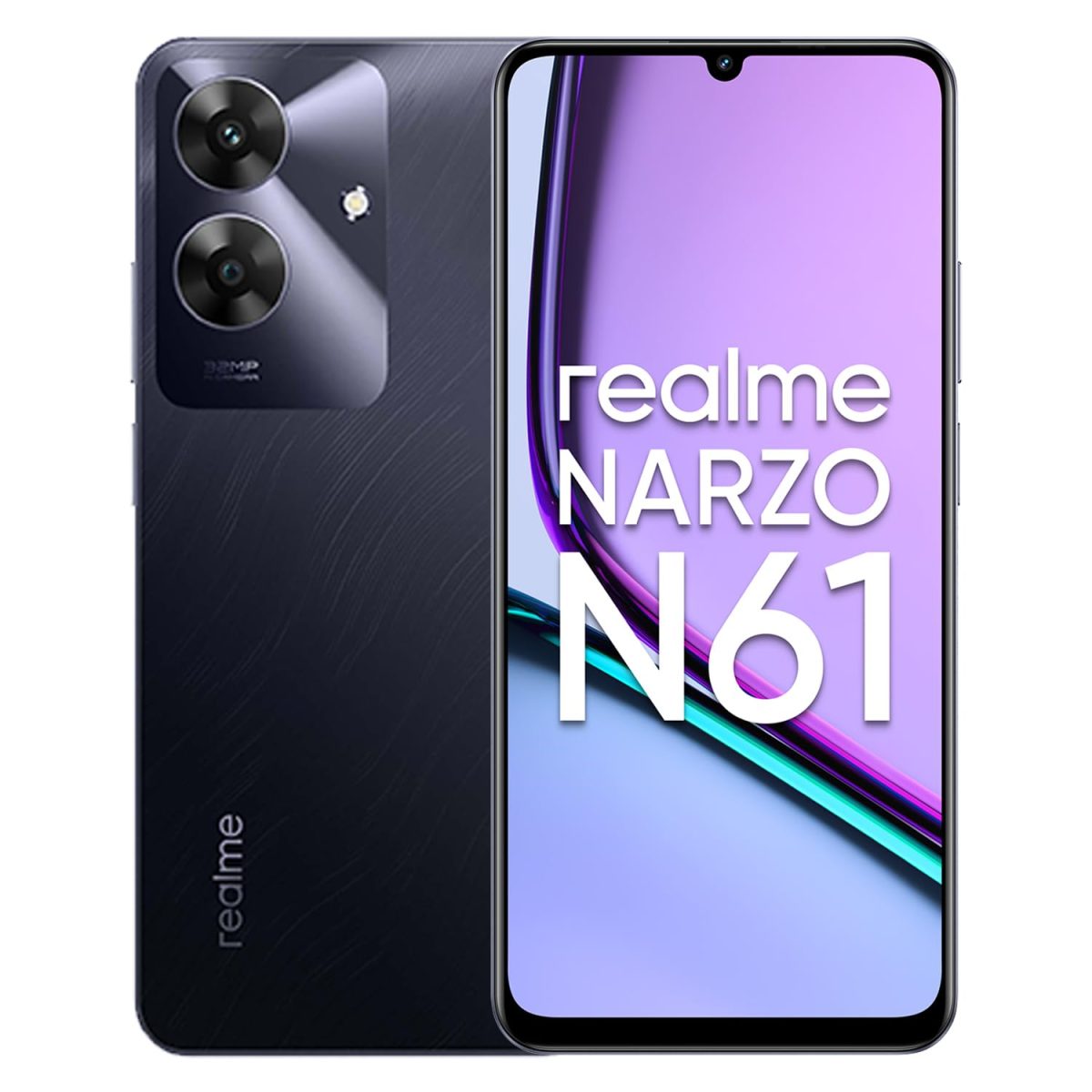 realme NARZO N61 4G Smartphone 4+64GB Black,6.56-inch Screen,90Hz Display,5000mAh Battery, 32MP Camera,UNISOC T612, IP544 Dust & Water Resistant,Bend Resistant Drop Resistant