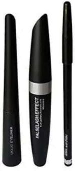 SEYBLUSH Waterproof Eye Makeup Combo | Long-Lasting Smudge-Proof Mascara, Eyeliner & Kajal Set | Bold Black Finish, Intense Pigment | Beauty Kit for Women & Girls (Multicolor, 3-in-1) - Image 2