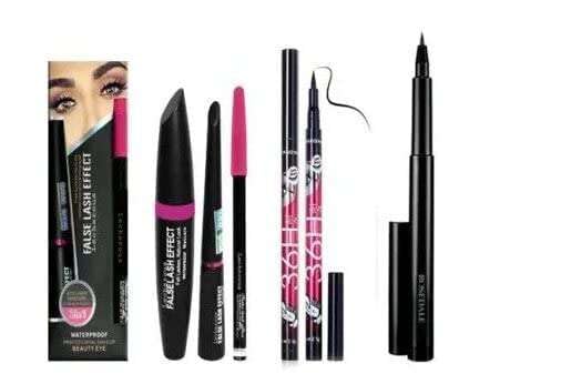 SEYBLUSH Waterproof Eye Makeup Combo | Long-Lasting Smudge-Proof Mascara, Eyeliner & Kajal Set | Bold Black Finish, Intense Pigment | Beauty Kit for Women & Girls (Multicolor, 3-in-1)