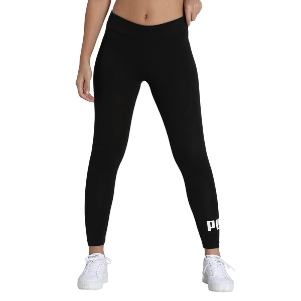 Puma Women's Essentialentials Logo Workout and Gym Tights | Comfortable Cotton-Blend Leggings with Elastic Waistband & Iconic Logo | Ideal for Workouts, Travel & Everyday Comfort