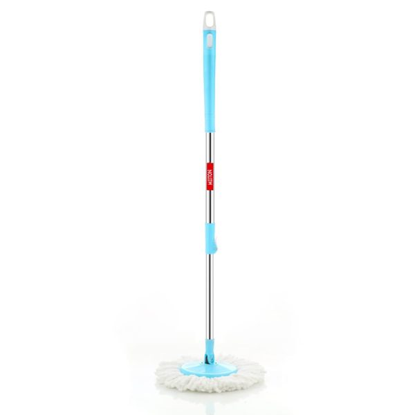 MIITON Stainless Steel Spin Mop Rod with Extendable Handle with Microfibers Refill,Aqua Green