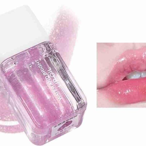 Korean Glossy Lip Gloss Oil with Shimmery Tinted Pink | Non-Sticky, Waterproof, Lipstick For Women | Crystal Jelly Transparent Clear lip oil Gloss