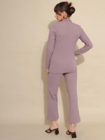 Selvia Co-ord Set for Women|Collared Neck Co-ord Set for Women| Blazer and Trouser|Solid Co-ord Set|Coat and Pant|2 Piece|Formal Co-ord Set for Women| Lycra Co-ord Set - Image 2