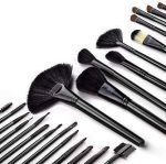 ALVRIO 24 Pcs Makeup Brush Set, Professional Makeup Tool Kit Cosmetic Makeup Brushes With Leather Pouch (Black) - Image 2