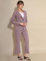 Selvia Co-ord Set for Women|Collared Neck Co-ord Set for Women| Blazer and Trouser|Solid Co-ord Set|Coat and Pant|2 Piece|Formal Co-ord Set for Women| Lycra Co-ord Set - Image 4