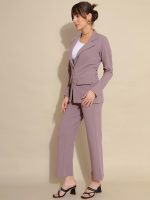 Selvia Co-ord Set for Women|Collared Neck Co-ord Set for Women| Blazer and Trouser|Solid Co-ord Set|Coat and Pant|2 Piece|Formal Co-ord Set for Women| Lycra Co-ord Set - Image 3