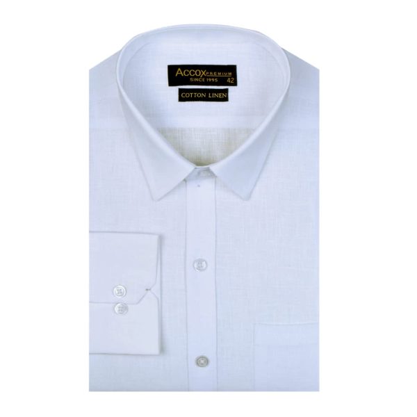 ACCOX Men's Long Full Sleeves Regular Fit Cotton Linen Formal Plain Shirts(GCR55)