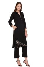 REBECCA Women's Winter Wear Woollen Embroidery Kurta with Plazzo & Dupatta 3Pcs Set - Image 5
