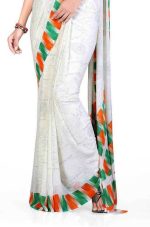 Uniform Sarees Corp Women's Independence Day Premium Soft Georgette Republic Day Saree (D.NO-138;Tricolor) - Image 2