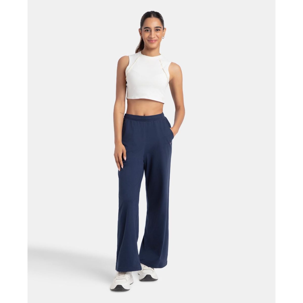 Jockey A158 Women's Super Combed Cotton Rich Straight Fit Mid Rise Wide Leg Pants - Image 4