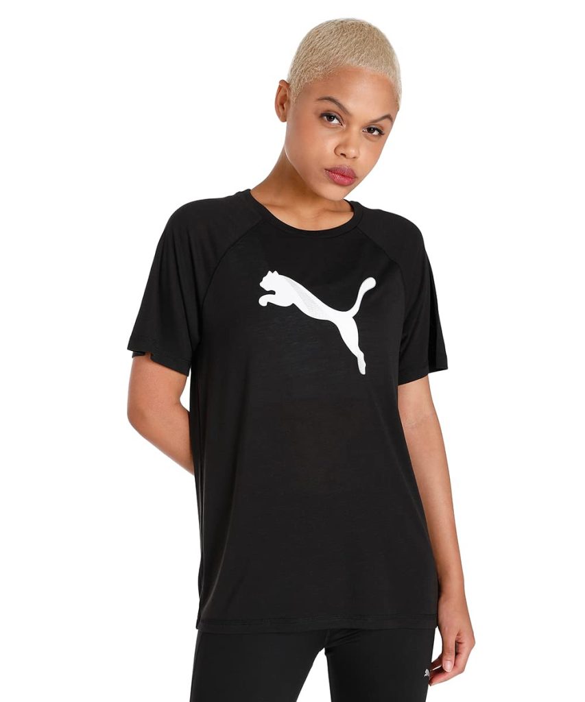 Puma Women's Polyester Printed Relaxed Fit T Shirt