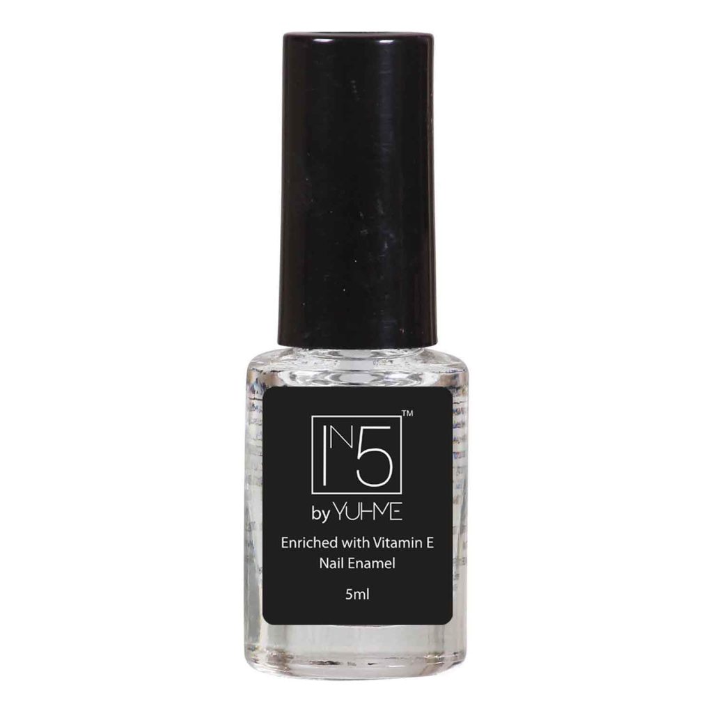 YUHME - IN5 Nail Polish - 5ml (Pack of 1) - Crystal Clear | Nail Paint - Art - Beauty - Make up Products | Top Coat - Long Lasting - Quick Dry - Vegan - Cruelty Free - 21 Free