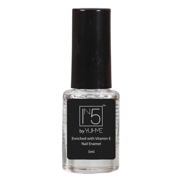 YUHME - IN5 Nail Polish - 5ml (Pack of 1) - Crystal Clear | Nail Paint - Art - Beauty - Make up Products | Top Coat - Long Lasting - Quick Dry - Vegan - Cruelty Free - 21 Free