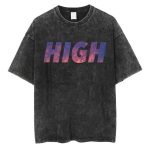 boffi ... 100% Cotton Oversized T-Shirt High Print Unisex Drop Shoulder Dye Washed Street Look Black Pack of 1