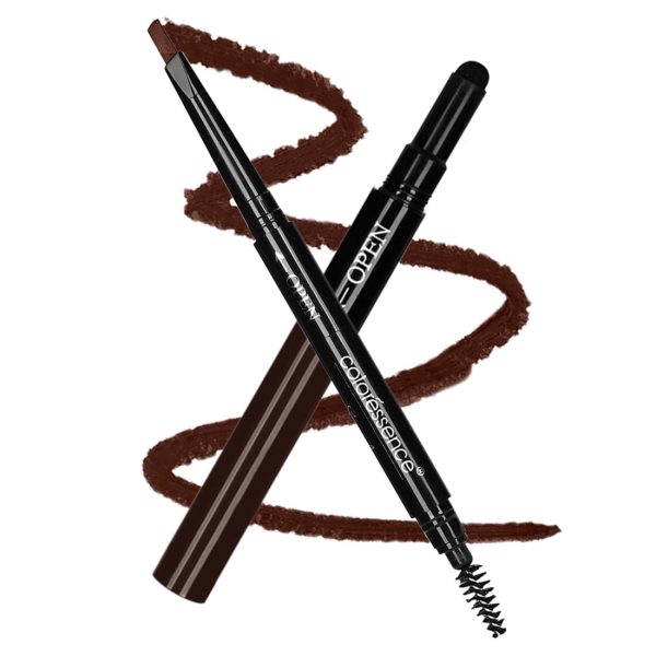 COLORESSENCE Eyebrow Pencil 3 in 1 Multifunction Brow Filling Styler with Spoolie Shaping Brush - 0.25 g (Brown)