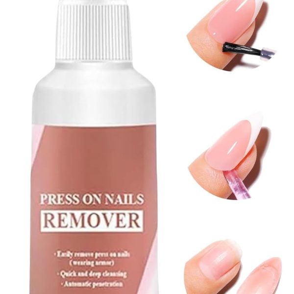 BWOGUE Nail Glue Remover for Press on Nails, 50ml Acetone-free Removal for Quick Dry Strong Glue & Nail Polish Remover, Gentle Off for Fake Nail Tips, Can't Remove Gel Polish, Press on Nails Remover