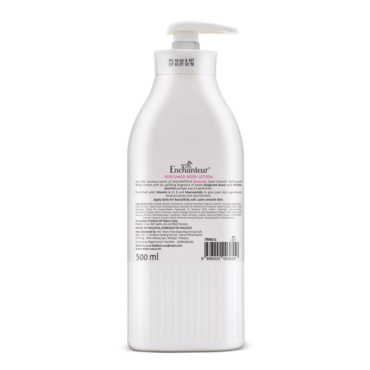 Enchanteur Romantic Perfumed Body Lotion, 500ml, with Aloe Vera & Olive Butter for Silky Smooth Skin - Image 4