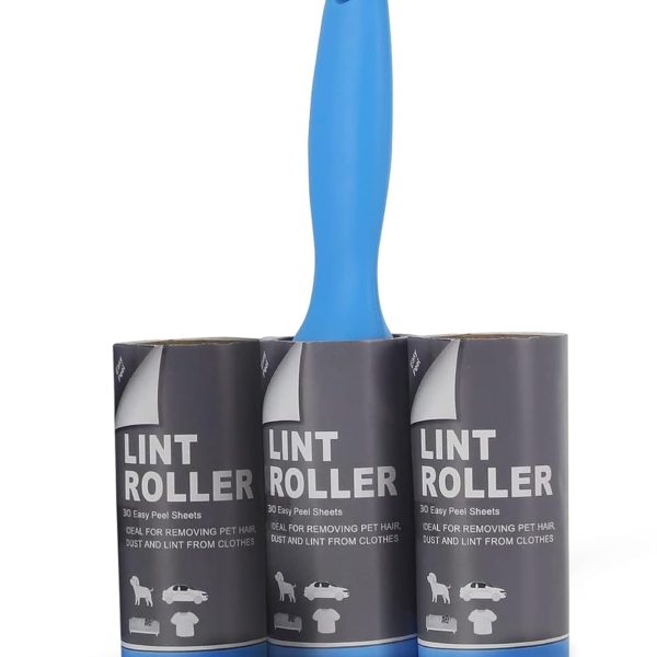 Foyken Sticky Lint Remover Roller for Clothes 180 Sheets Reusable Easy-Tear Pet Hair Remover for Clothes, Sofa, Furniture, Sweater, Dust & Dirt - 3 Rolls 60 Sheets (Multicolor) (Multi Set of 3)