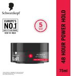 Schwarzkopf TAFT Power Hair Wax For Luminous Shine And Glossy Hair, Hold 5 Lasts 48 Hours, Easy to Wash Out With No Stickiness, For All Hair Types, No Greasy Residue - 75ML - Image 2