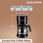 Morphy Richards Europa Drip Espresso Coffee Machine For Home|600W Drip Coffee Maker|6-Cups Capacity*|Anti-Drip Function|Dry Heat Protection|Warming Plate|2-Yr Warranty By Brand|Black - Image 6