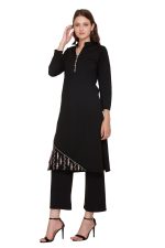 REBECCA Women's Winter Wear Woollen Embroidery Kurta with Plazzo & Dupatta 3Pcs Set - Image 3