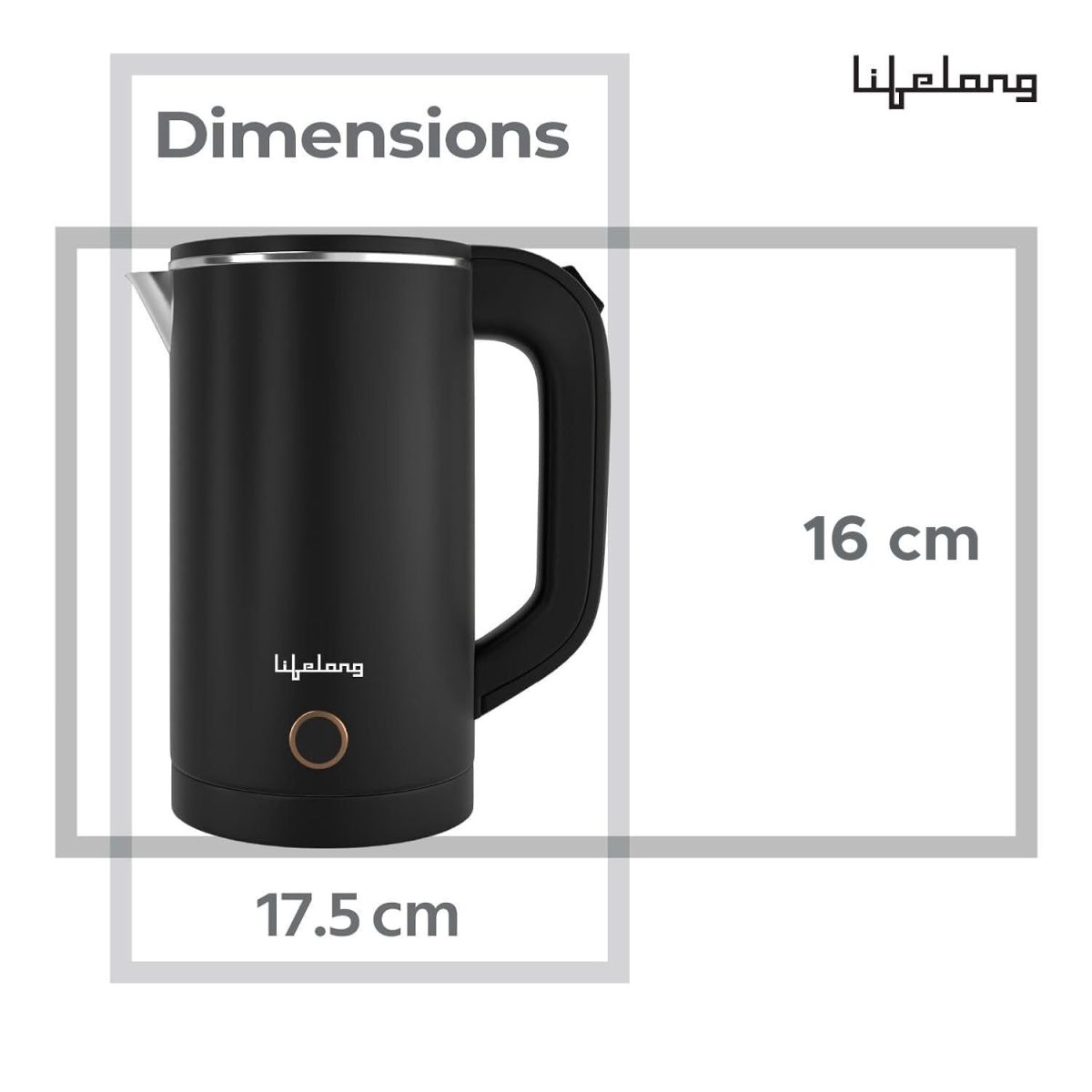 Lifelong Electric Kettle 0.8 Litre with 2 Cups | 600W Stainless Steel Kettle with Double Wall & Cool Touch Body, 360° Swivel Base, Water Level Indicator, Auto Shut-Off & Overheat Protection (Black) - Image 9