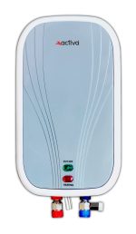 Activa 3 Liters Volcano Quick Water Heater Geyser, 3 KVA ISI Cooper Element, 0.8mm Anti Rust Coated 304L Pure Stainless Steel Tank, Auto Cut-Off, ABS Body, BEE 5 Start Rated Come with 5 Years Warranty