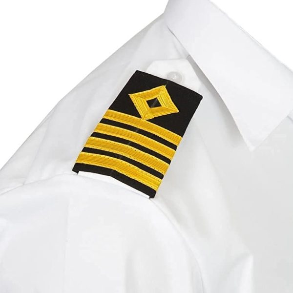 MarinersApp Merchant Navy Captain Soft Epaulettes – Premium Shoulder Rank Epaulettes for Uniform – 4 Stripes with Gold Thread – Professional Navy Officer Accessory – Unisex, Standard Size