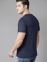 Attitude Start of Fashion Printed Men Round Neck Blue T-Shirt (L) (Blue-WRR sprt-15_L)