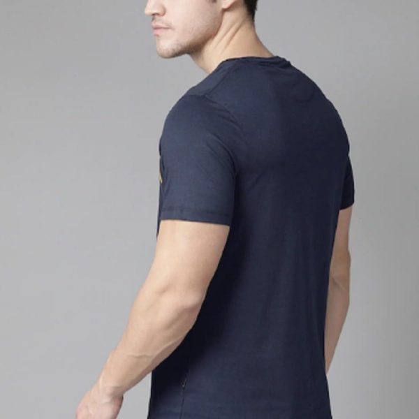 Attitude Start of Fashion Printed Men Round Neck Blue T-Shirt (L) (Blue-WRR sprt-15_L)