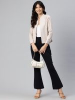 Cottinfab Women Beige Lightweight Open Front Casual Blazer - Image 5