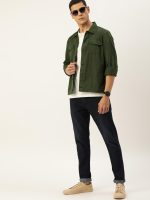 The Indian Garage Co Men's Cotton Slim Fit Solid Full Sleeves Cutaway Collar Casual Over Shirt - Image 6