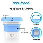 Babyhood Foldable Washing Machine Mini Washer High Capacity with Modes Deep Cleaning for Under Garments and Baby Clothes, Small Foldable Washing Machine - Image 5