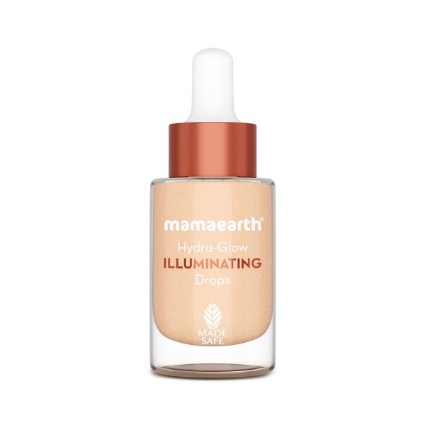 Mamaearth Hydra-Glow Illuminating Drops With Vitamin C & Hyaluronic Acid - 15Ml | All Skin Type Multi-Purpose Primer Drops |Light Moisturizes Skin | Gives Non-Greasy Dewy Finish
