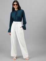 KOTTY Women's Relax Fit Straight Leg Tie Waist Pants - Image 7