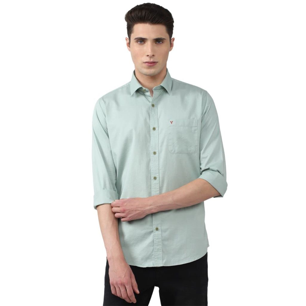 Van Heusen Solid Casual Shirt for Men| Premium Cotton| Full Sleeves| Regular Fit |Breathable Fabric |
